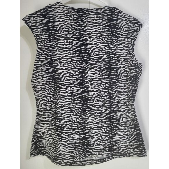 J.T.B. Womens Med Y2K whimsigoth keyhole sleeveless top black white print vtg - Picture 3 of 8